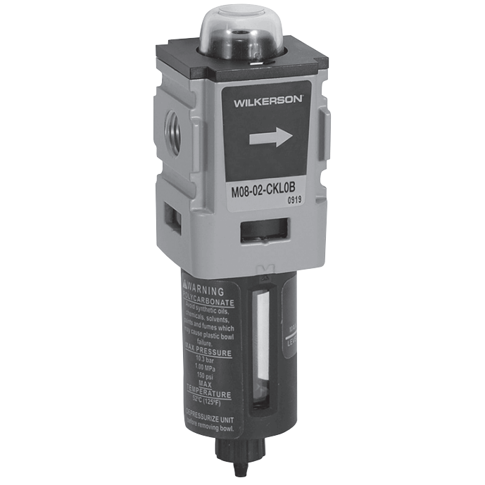 Wilkerson M08 Series Modular Coalescing Filter, Port Sizes 1/4; Flows to 12.7 SCFM